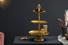 Etagere ORIENT 50cm gold im Hammerschlag Design mit drei Etagen