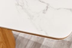 Design Esstisch UNIQUE 200cm weiß Eiche Keramik Marmor Säulenfuß