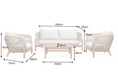 Wetterfestes Gartenlounge Set ROPE natur beige Akazienholz Aluminium inkl. Tisch Sitzpolster