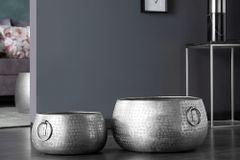 Handgefertigte Schalen 2er Set ORIENT silber Blumentopf im Hammerschlagdesign
