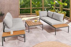 Outdoor Lounge MOBILE MODULAR anthrazit hellgrau Garten-Sitzgruppe inkl. Tisch und Kissen