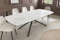 Design Esstisch OSAKA 160cm weiß Keramik schwarz Sterngestell Metall