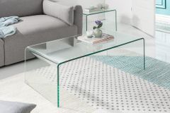 Hochwertiges 2er Set Glas Couchtisch FANTOME 100cm transparent
