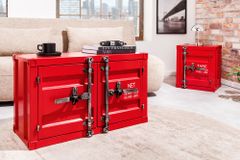 Container-Schrank GLOBETROTTER 80cm rot Metall Couchtisch mit Flügeltüren Kommode