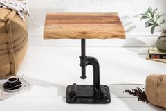 Authentischer Beistelltisch FACTORY 50cm Akazie Massivholz Baumkante Industrial Design
