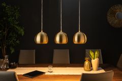 Moderne 3er Hängeleuchte GOLDEN BALL gold Hängelampe höhenverstellbar