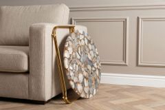 Runder Couchtisch NOBLE 65cm Edelstein Achat abnehmbare Tischplatte goldenes Metallgestell