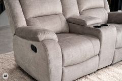 Exklusiver 2er Kinosessel HOLLYWOOD champagner beige hochwertiger Vogue Veloursstoff mit Cupholder