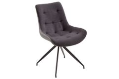 Design Stuhl DIVANI dunkelgrau Metallgestell schwarz im Retro Stil