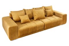 Big Sofa ELEGANCIA 285cm senfgelb Vogue Velours Samt XXL Couch inkl. Kissen Federkern
