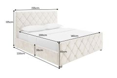 Design Boxbett ELYSIUM 140x200cm champagner beige Samt mit Stauraum und Lattenrost