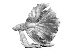 Design Deko Figur Kampffisch CROWNTAIL 35cm silber Betta Fisch Skulptur