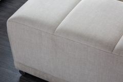 Extravaganter Hocker ELEGANCIA 110cm champagner beige Vogue Velours Samt Ziersteppung