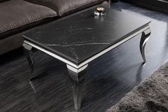 Design Couchtisch MODERN BAROCK 100cm schwarz anthrazit chrom Keramik Marmor
