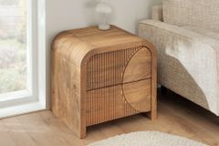 Massiver Nachttisch ART DECO 50cm cream finish beige Mangoholz mit Schublade