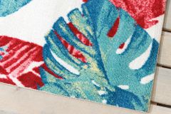 In- und Outdoor Teppich TROPICAL 240x160cm grün pink Blatt florales Design wetterfest