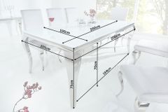 Design Esstisch MODERN BAROCK 200cm weiß Opalglas Tischplatte Edelstahl