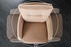 Drehbarer Design Stuhl BIG GEORGE champagner beige Samt Taschenfederkern Strukturstoff