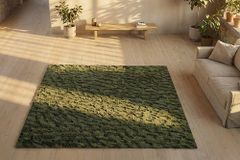 3D Hochflor Teppich DUNE 230x160cm dunkelgrün Hoch-Tief-Effekt