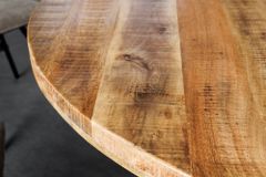 Massiver Esstisch IRON CRAFT 140cm natur rund Mangoholz Metall Industrial Design