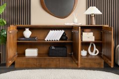 Design Sideboard ARCADIA 160cm braun Mangoholz mit Bogenfront