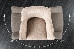 Drehbarer Stuhl VERONA champagner beige Strukturstoff mit Armlehne Metallbeine schwarz