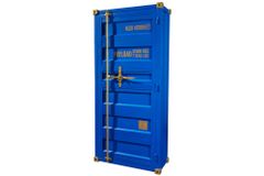 Design Barschrank Container GLOBETROTTER 180cm blau Weinregal Upcycling