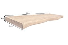 Massives Wandregal GRAND OAK 80cm natur geöltes Eichenholz Baumkante handmade