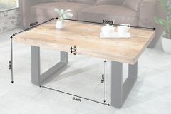 Design Couchtisch IRON CRAFT 100cm Mangoholz Eisen Industrial Design massiv schwarzes Gestell