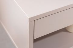 Design Nachttisch COMFORT 50cm weiß hängend mit Schublade und offenem Fach
