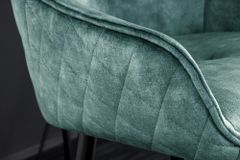 Design Barhocker EUPHORIA petrol Samt schwarze Metallbeine Barstuhl mit Lehne