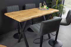 Industrial Bartisch WILD 120cm braun Wildeichen-Optik schwarz Metall X-Gestell