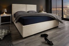 Modernes Boxbett ROCCO 180x200cm beige Cord mit Stauraum und Lattenrost