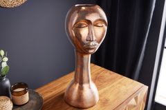 Handgefertigte Vase FACE 50cm Kupfer-Look Antik Aluminium abstrakt