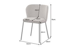 Design Stuhl LYON grau beige Chenille schwarze Metallbeine