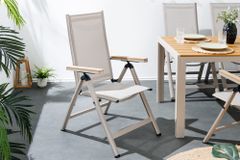 Outdoor Gartenstuhl DESIGNO taupe Aluminium klappbar wetterfest Hochlehner