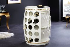 Design Weinfass BODEGA WHITE 70cm weiß gold Pinie Flaschen Gläseraufhängung