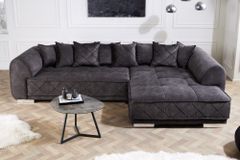 Modernes XXL Ecksofa DECADENCIA 320cm dunkelgrau Samt inkl. Kissen Bigsofa