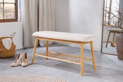 Stilvolle Schuhbank ZEN-BO 90cm natur beige Bambus Regal Sitzbank mit Stauraum