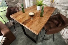 Massiver Bartisch IRON CRAFT 120cm natur Mangoholz Stehtisch Industrial Design