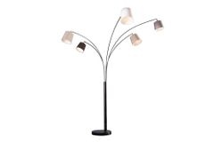 Design Bogenlampe LEVELS 205cm schwarz grau 5 Leinenschirme Stehlampe