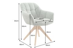 Drehbarer Stuhl PAPILLON salbei Bouclé natur Eiche Massivholz mit Armlehne