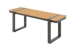 Moderne Outdoor Sitzbank TAMPA LOUNGE 125cm grau natur Aluminium Metall Holz-Design wetterfest
