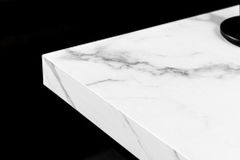 Moderner Couchtisch ARCHITECTURE 60cm weiß Marmor-Design Metallgestell