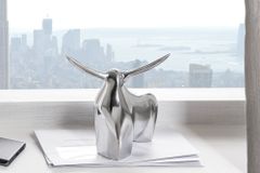 Moderne Skulptur BIG BULL silber Aluminium Dekoration Stierfigur Briefbeschwerer