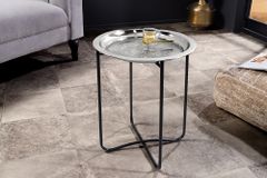 Orientalischer Beistelltisch CASABLANCA 50cm silber schwarz Tablett abnehmbar klappbar