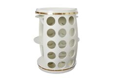 Design Weinfass BODEGA WHITE 70cm weiß gold Pinie Flaschen Gläseraufhängung