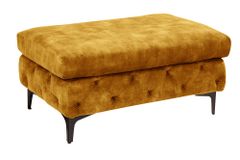 Chesterfield Hocker MODERN BAROCK 90cm senfgelb Samt Sitzhocker Fußhocker