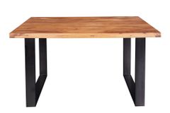 Massivholz Esstisch IRON CRAFT 120cm braun Sheesham schwarze Metallbeine stone finish