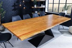 Massiver Esstisch MAMMUT BALANCE 200cm natur braun Akazie schwarz Baumkante